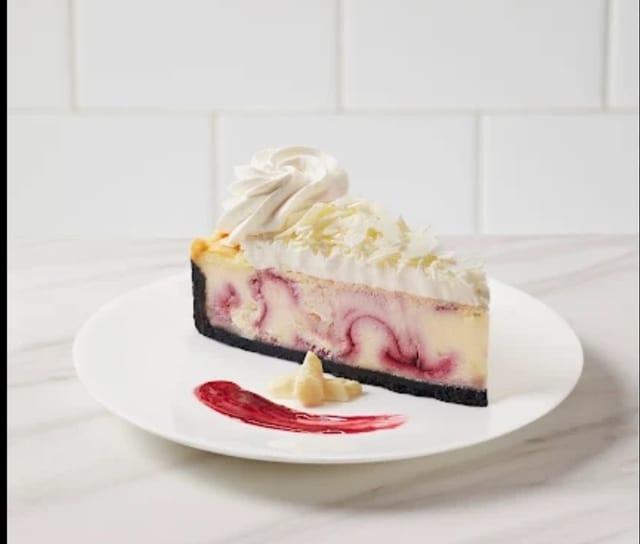 White chocolate raspberry cheesecake.